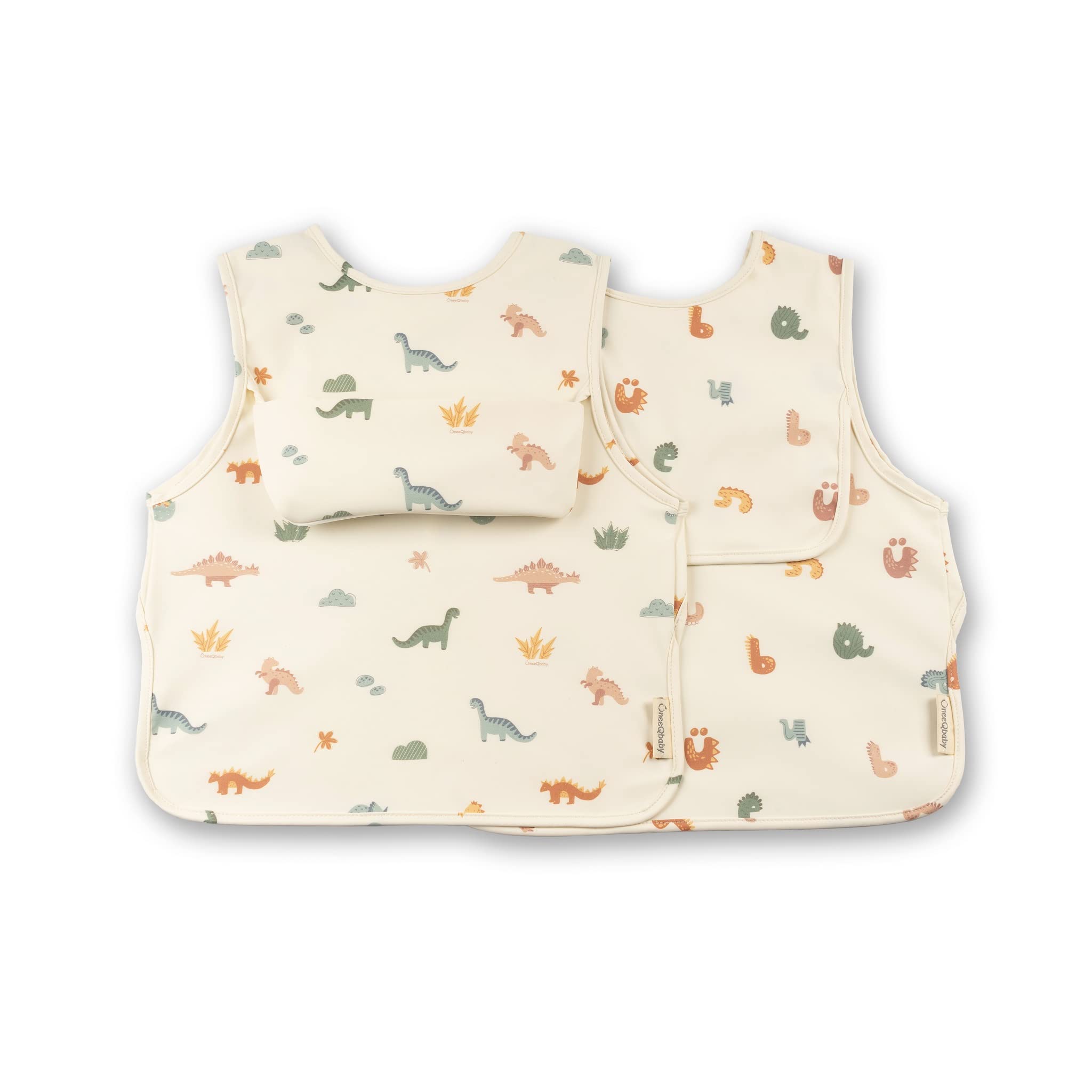 ÜneeQbaby Bavaglini Impermeabili (2 Pezzi), Senza Maniche, Certificato Oeko-TEX con Tasca sul Petto per Alimentazione & Gioco…