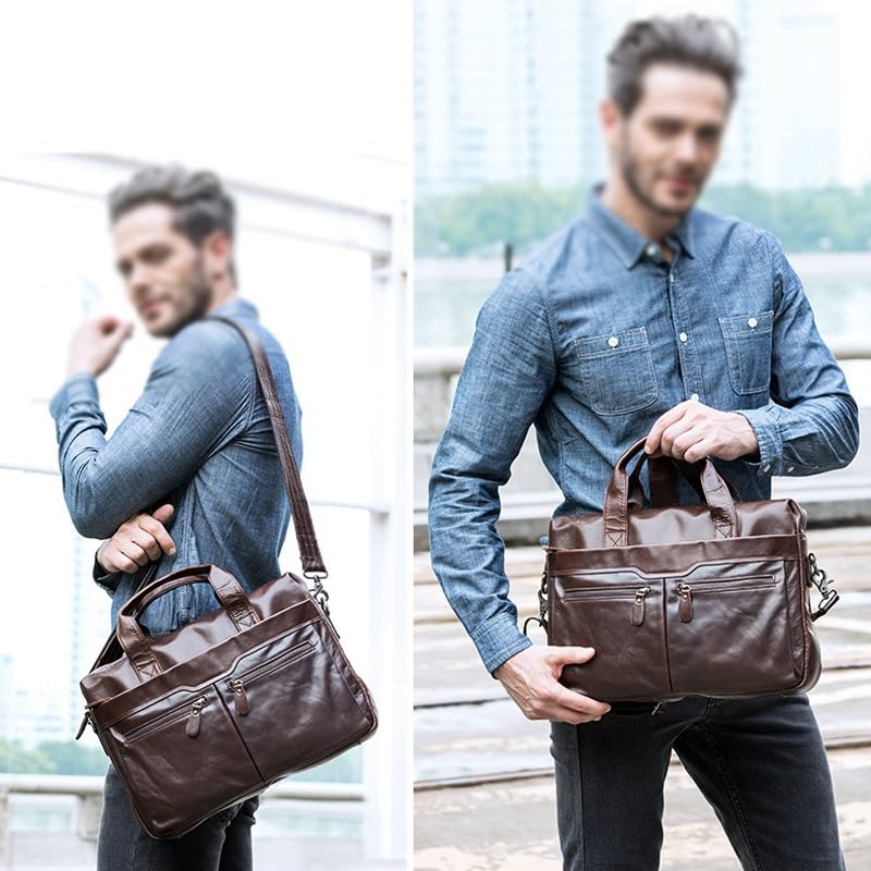 Men's Business Bag Shoulder Bag Carrying Briefcase Business Bag Shoulder Crossbody Bag(White-Patch Five-Pointed star4)4