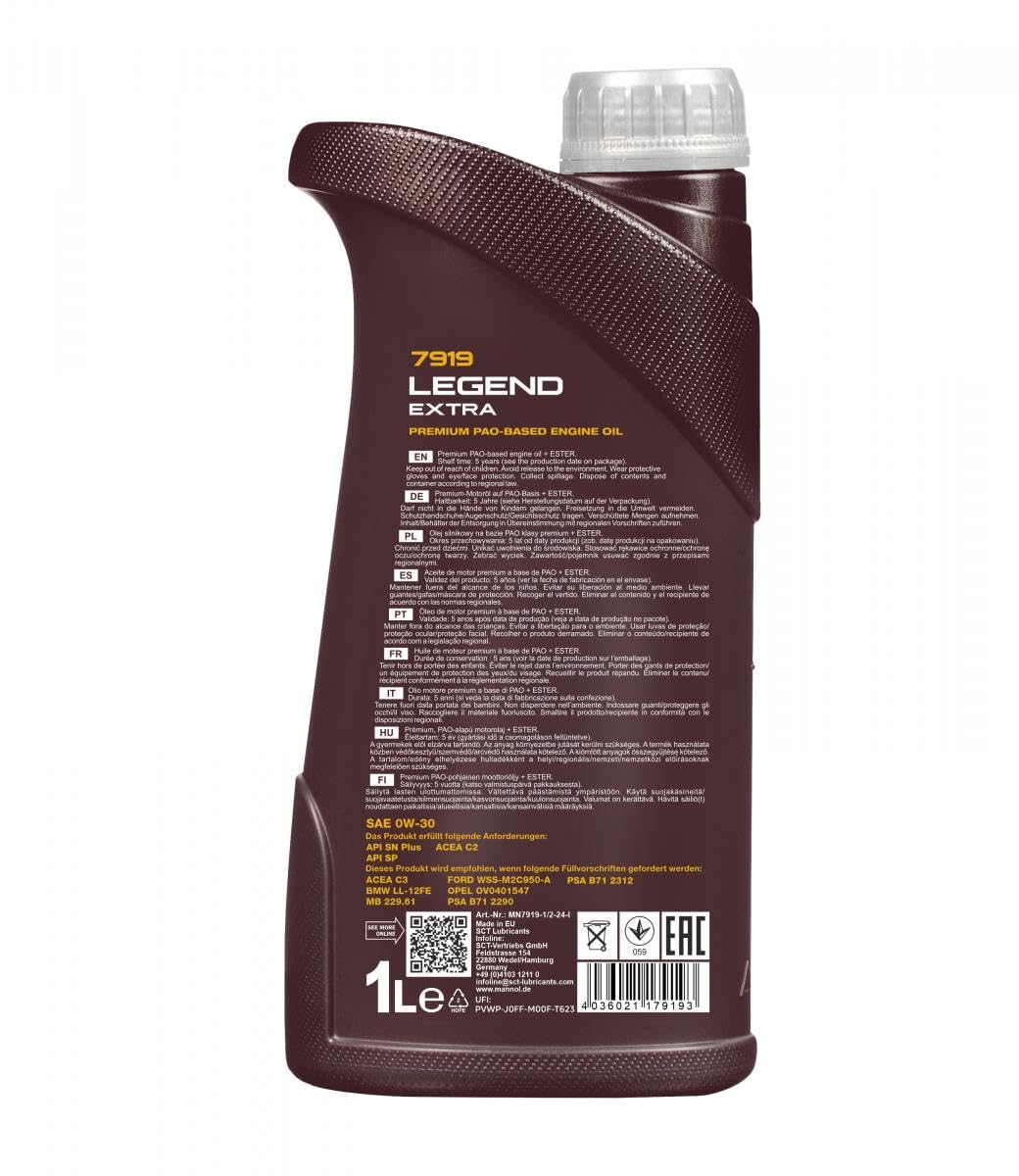 Inspektionspaket enthält 7 Liter Motoröl Legend Extra 0W-30 Ölfilter für Boxer Kasten Expert Traveller F4_ FC_ FJ_ 2.0 BlueHDi 180 F3_