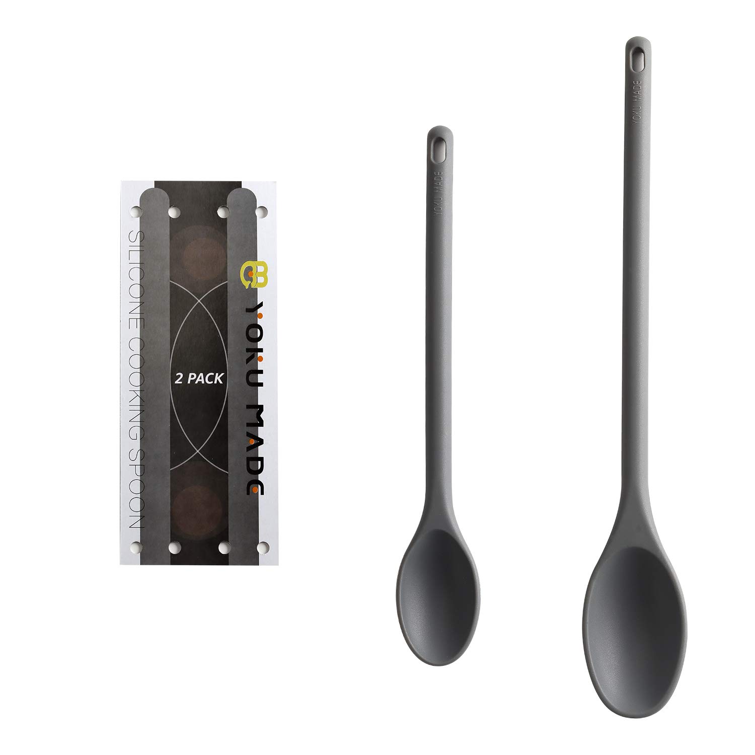 Yoku Made - 12 15 In Giant Silicone Cooking Spoon Set, Extra Long Large Stiff Seamless Nonstick Heat Resistant Silicone Sp...