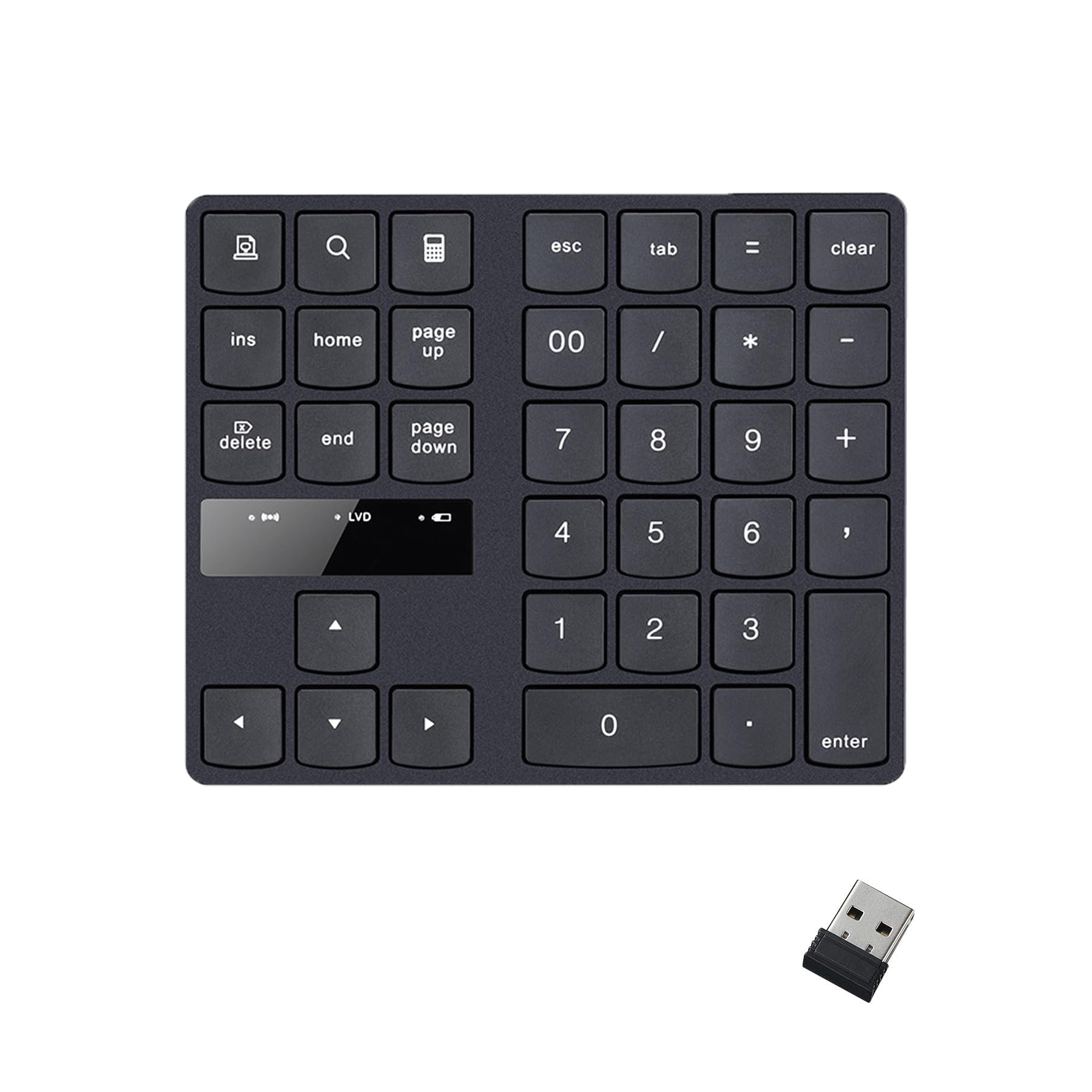 Ieron Teclado numérico inalámbrico Teclado numérico de 35 Teclas Mini Teclado Recargable para computadora portátil PC de Escritorio