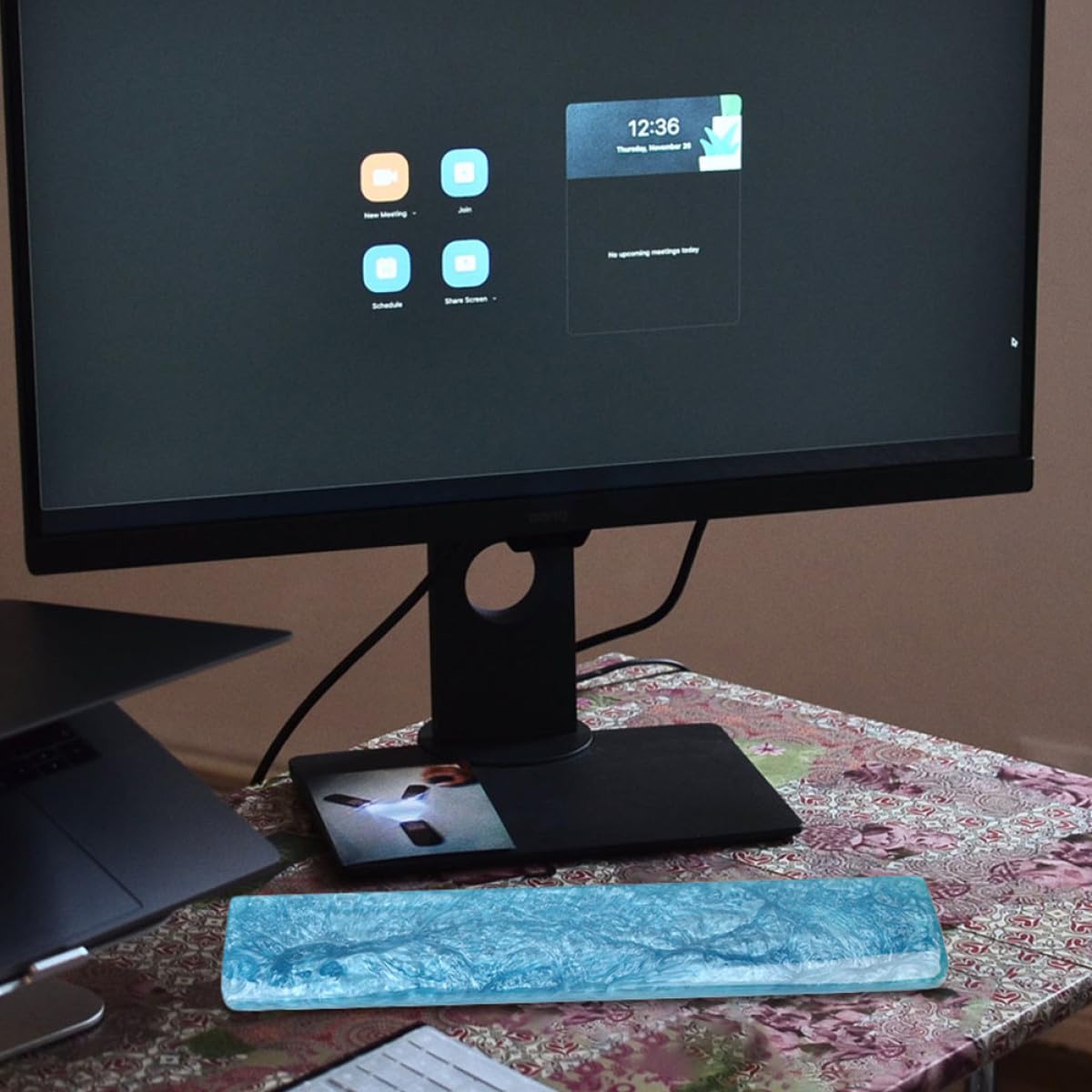 MAGICLULU Poggia Polsi per Tastiera Blu in Resina Epossidica, Supporto Elastico per Sollievo dal Dolore, Accessorio da Gaming per Scrivania