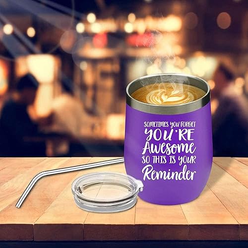 Miniatura 5 de Primeauty Vaso de vino con tapa y pajita, regalo para mujer, con texto en inglés "Get Well Soon", regalos de cumpleaños para mujeres, vasos aislados