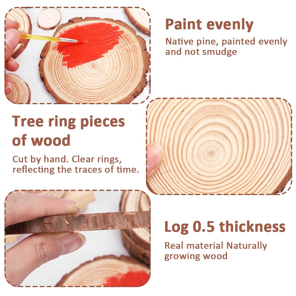 Discos De Madera Para Manualidades - 120 Unidades, Diferentes Tamaños, Grosor 5 Mm, Corteza Natural