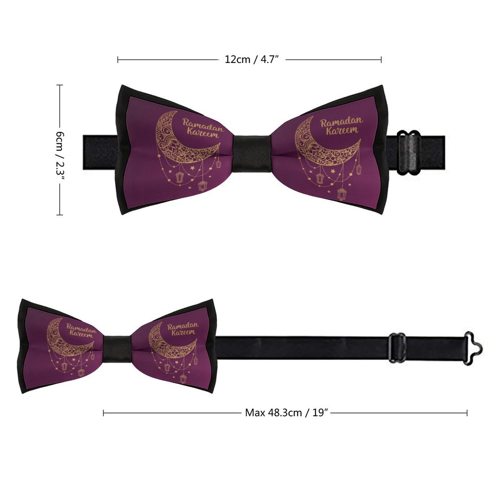 GoasNei Ramadan Kareem 2023 Bow Tie for Men Adjustable Necktie Funny Tie Neck Ties for Weddings Party