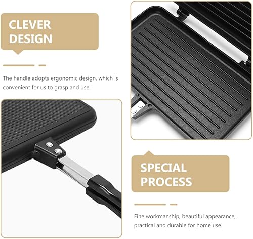 Miniatura 6 de BESTonZON Sartén eléctrica para sándwiches, prensa de panini de doble máquina, máquina omlette, sartén de doble cara para panqueques y panqueques de