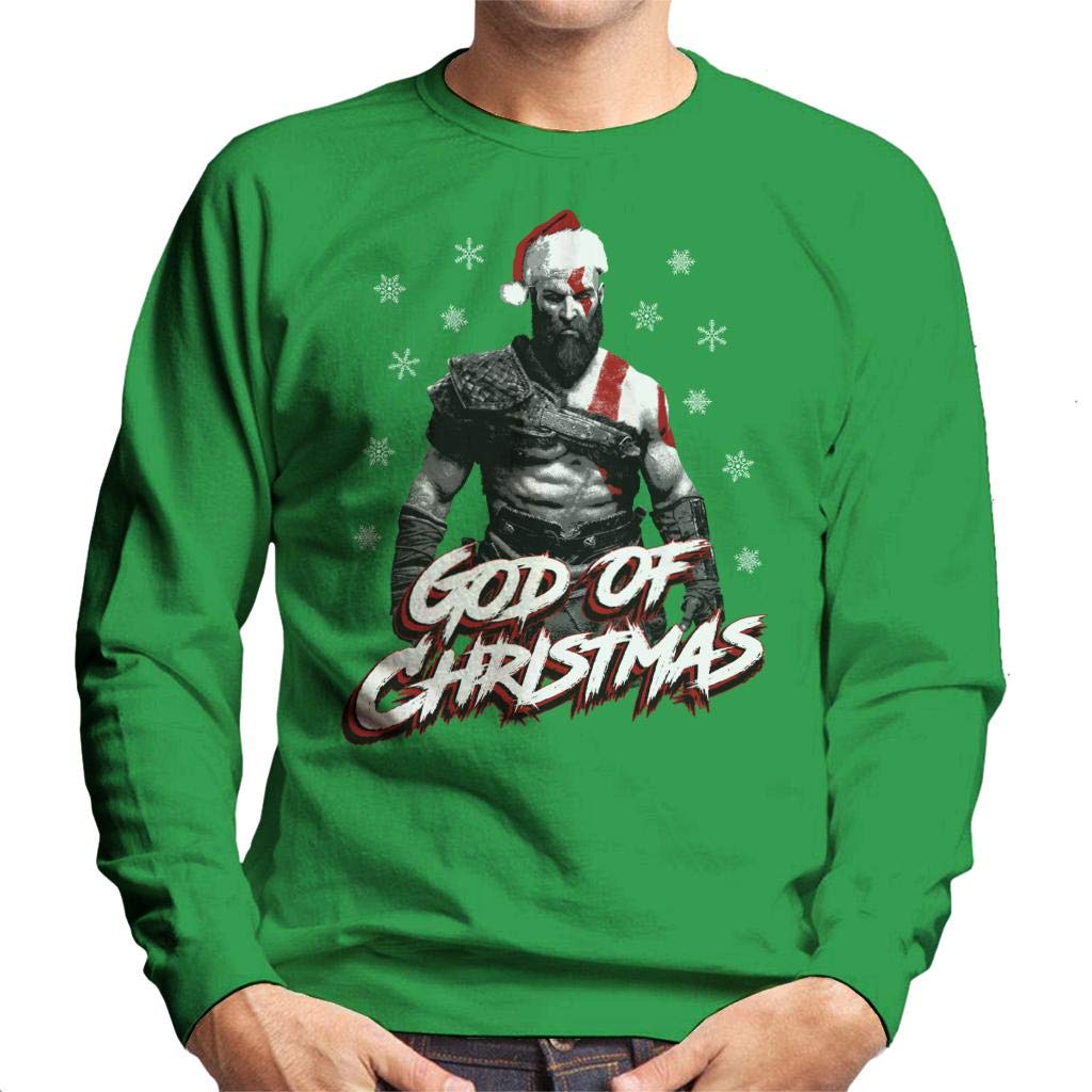 Cloud City 7 God of War God of Christmas Men's Sweatshirt Kelly Green