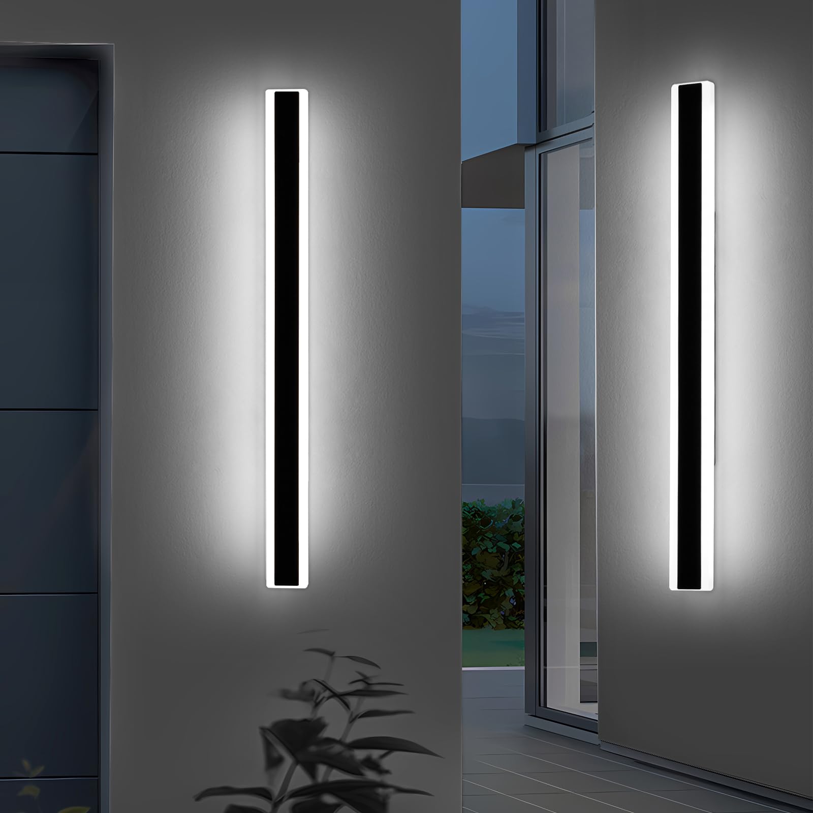 Outdoor Modern Wall Light 60CM, 18W 1100LM Long Strip Wall Sconce with 3000K Warm White Light, IP65 Rainproof Outside Porch Wall Fixture for Garden Patio Garage — view 58
