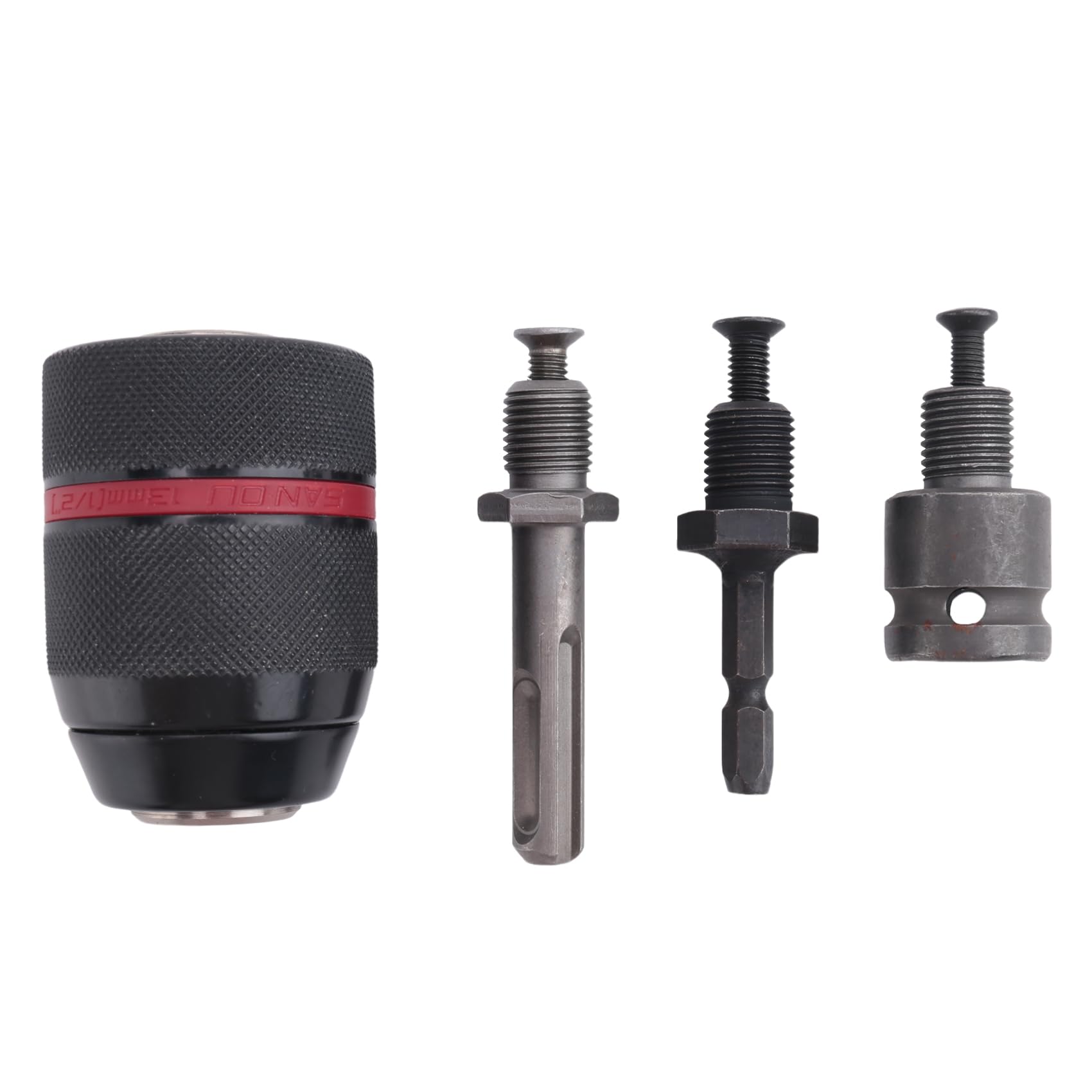 MOLERRI 1.5-13Mm Keyless Drill Chuck 1/2Inch-20UNF with SDS-Plus Shank 1/4Inch Hex Shank 1/2Inch Socket Square Wrench Adapter