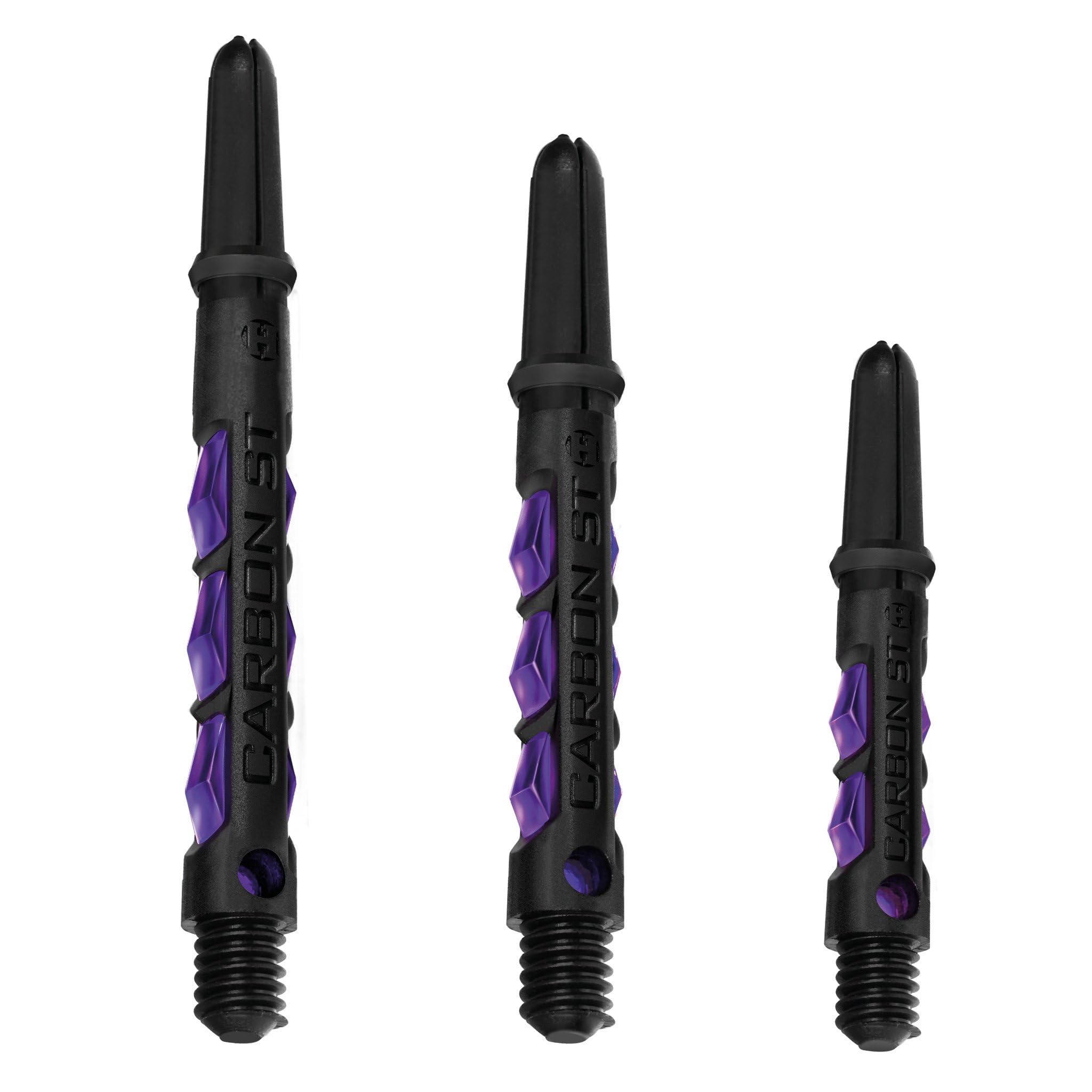 Harrows Dart Shafts Carbon ST Stems with Pyramid Rings, Medium, Purple