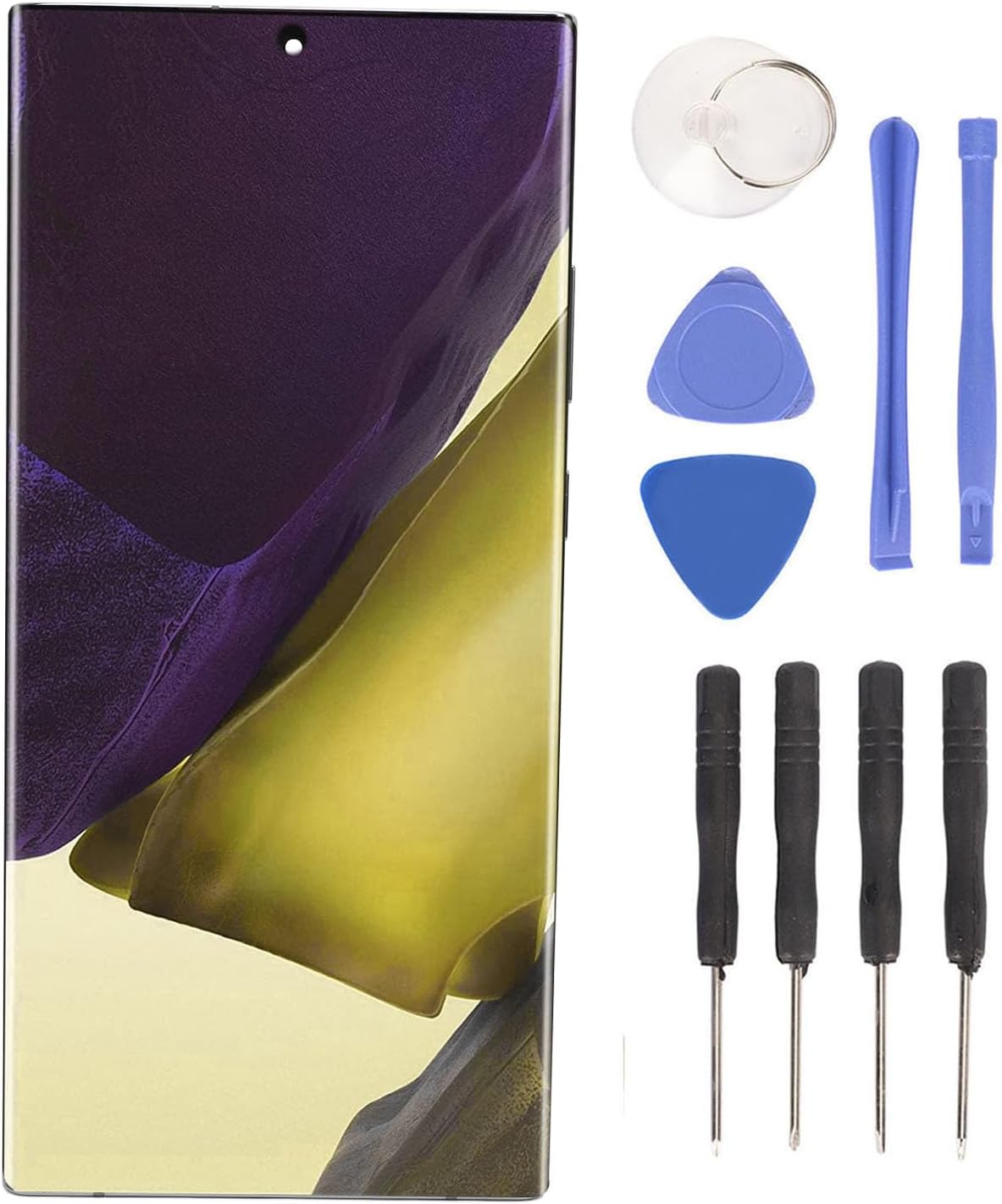 Screen Replacement for Note 20 Ultra 5G SM N986B, 6.9 OLED LCD Screen Display Digitizer Touch Assembly with Frame & Repair Tool Kit, Support Fingerprint (Silver)