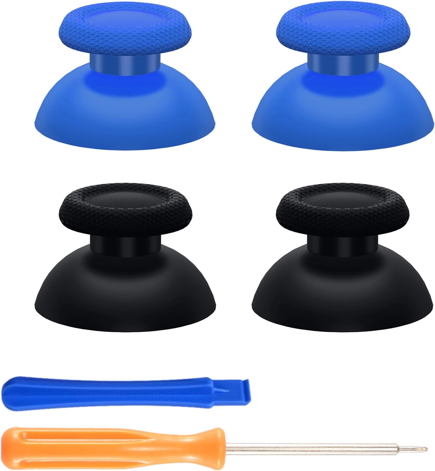 2 Pairs Replacement Thumbsticks for PS5 Controller, Custom Blue & Black Analog Stick Joystick for PS4 Controllers Universal