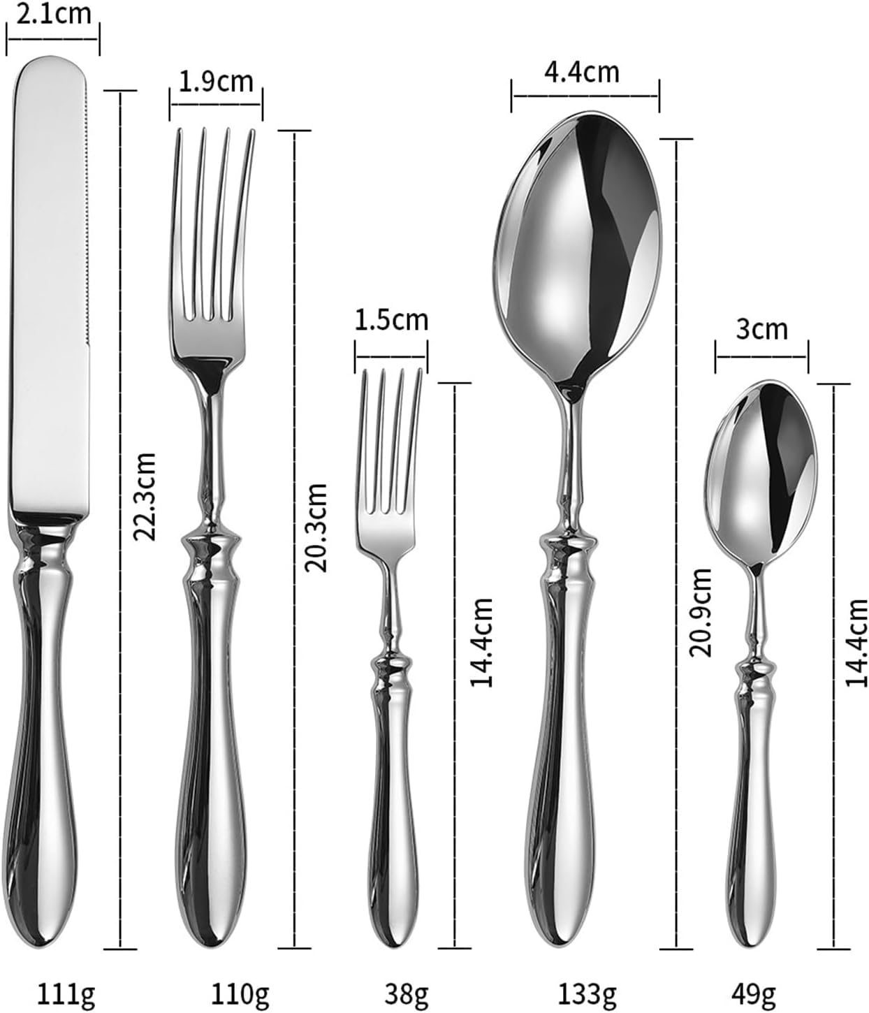 Hochwertiges 18/10 Edelstahl-besteckset Für 4 Personen | Besteckset Mit Messern, Gabeln Und Löffeln | Langlebig, Poliert, Spülmaschinenfest Für Zuhause, Küche Und Hochzeiten Silver 20pcs for 4