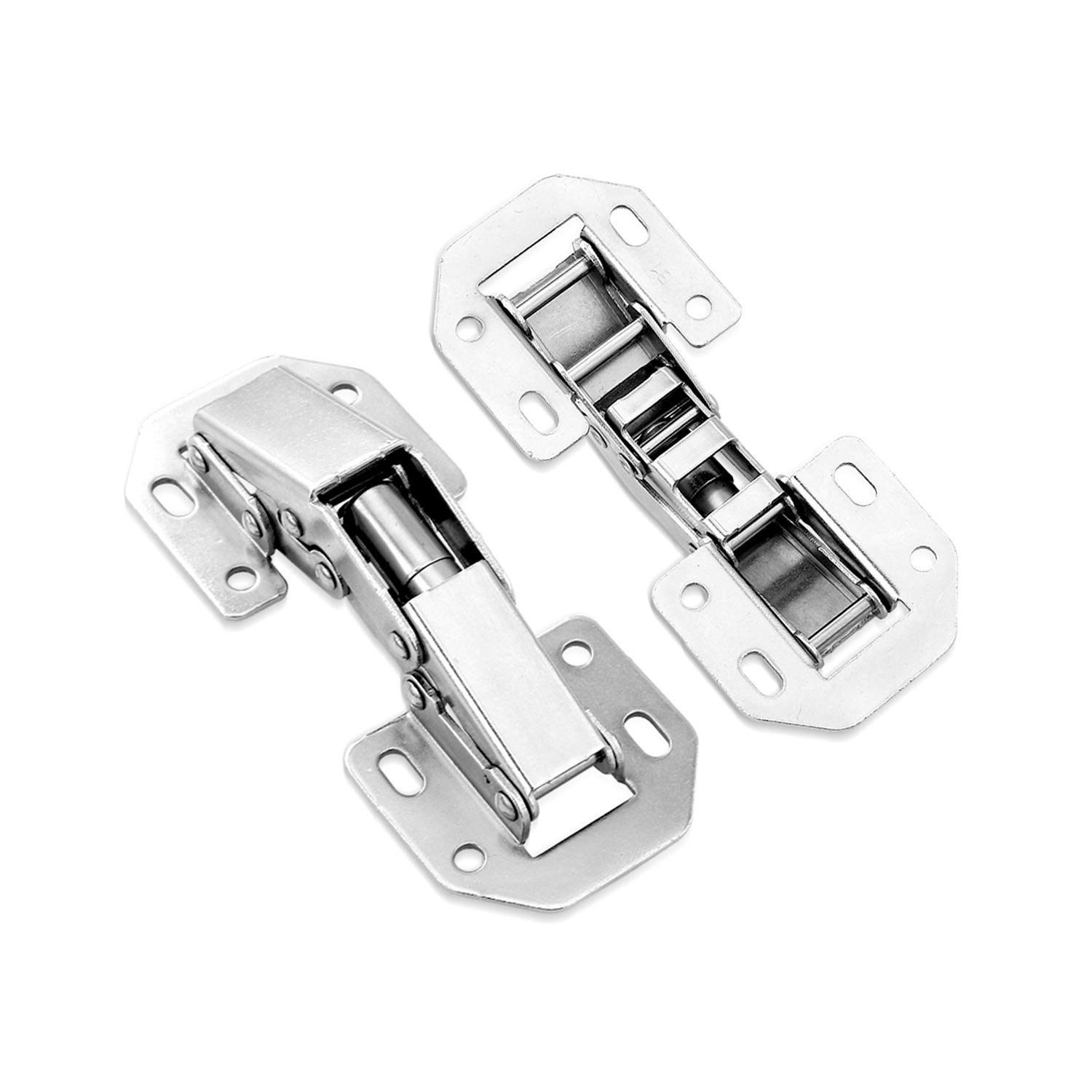 LIKERAINY Small Screw-on Hinge (3 Inch) with Spring 90 Degree Hinges Without Pot Drilling for Kitchen Cabinet Cupboard Light Door Steel Hinge for Full Overlay and Inset Doors Pack of 4 Pcs - Image 2