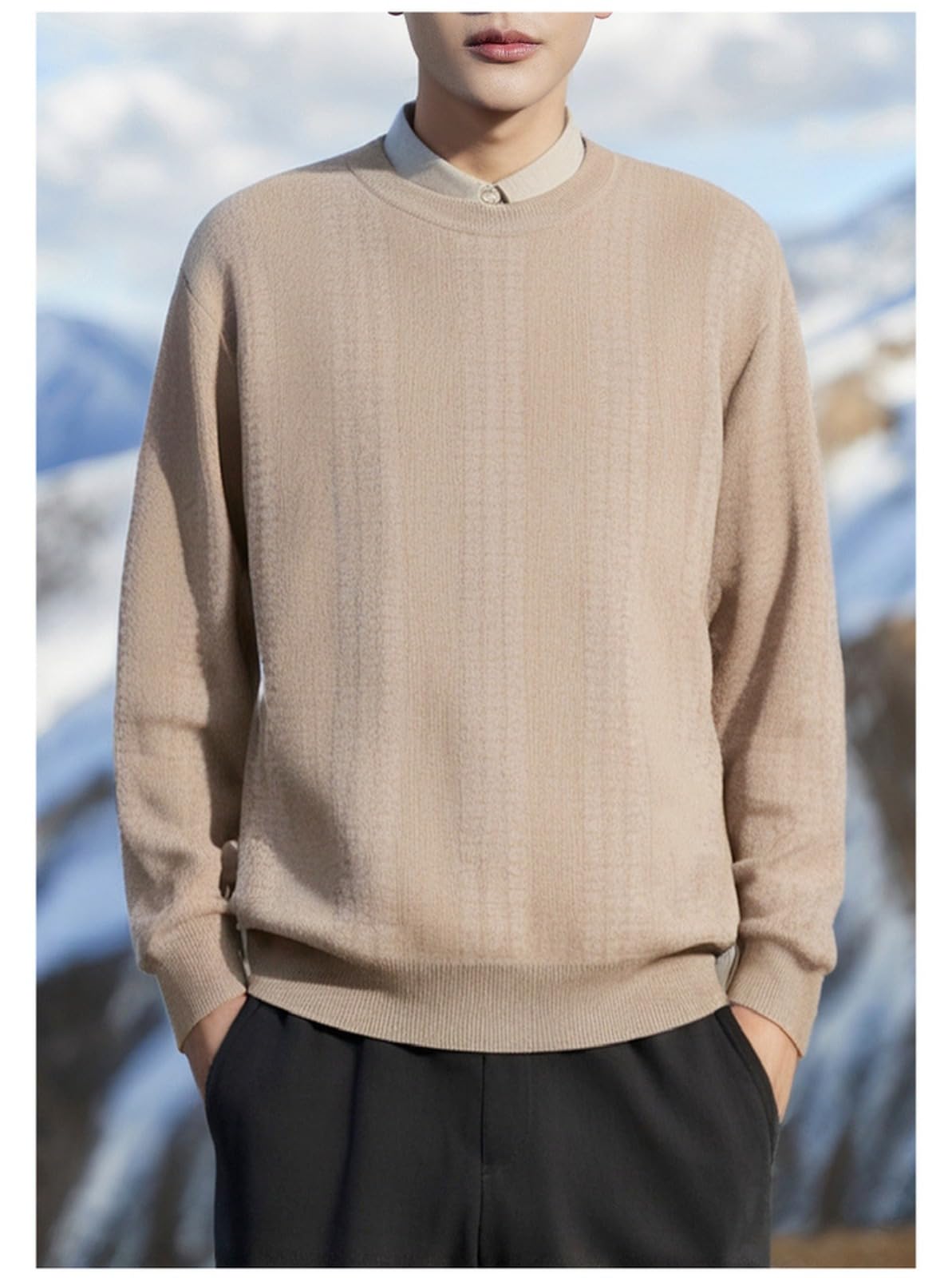 Falso Camisa De 2 Piezas Jersey Suéter Casual Suelto De Otoño E Invierno para Hombres