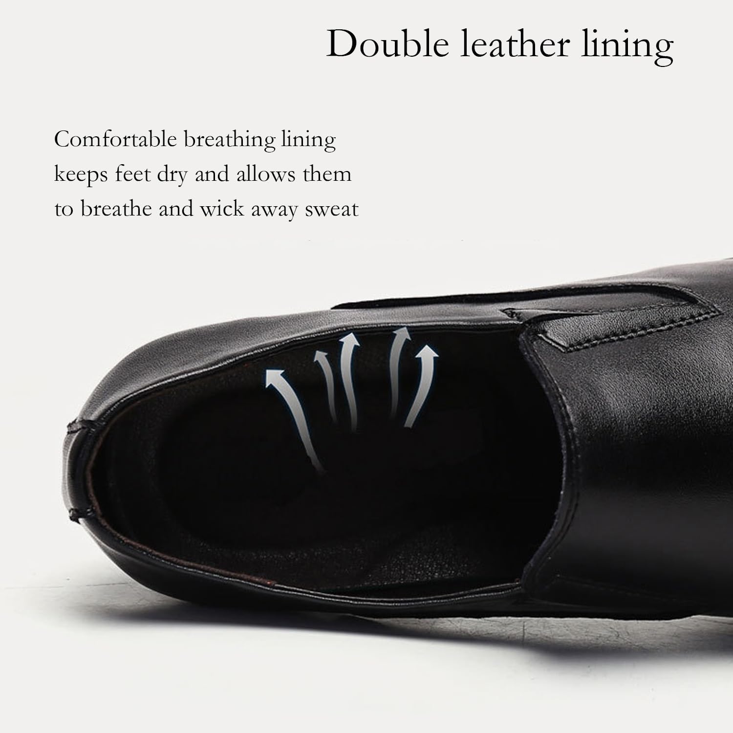 Chaussures habillées for hommes, en cuir, rehaussées de 7,6 cm (3 pouces), à enfiler, bout pointu et talon compensé, idéales for les affaires, les mariages et les occasions formelles.