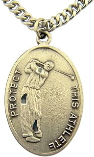 WJH Silver Toned Base Patron of Sports Saint Sebastian Golf Athlete Medal, 1 Inch