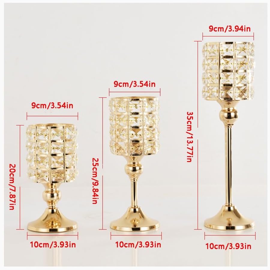 Vintage Candelabra Crafts Candlestick Ornaments Wedding Crystal Iron Candlestick Wedding Wedding Candlelight Dinner Props Candle Stand(Medium)