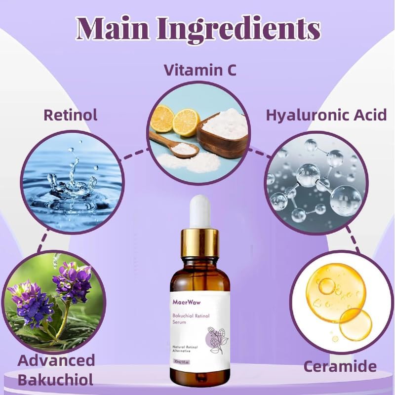 Advanced Bakuchiol Retinol Rejuvenation Serum - For Face Anti Aging Wrinkle Care and Hyaluronic Acid With Moisturize, Wrinkle Reduction Skin Firming & Smoothing, Vitamin C to Brighten - Image 2