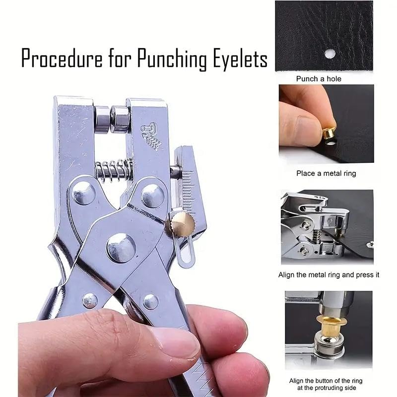 Image of DIY Crafts Eyelet Hole Punch Plier Steel Handle Tools Multi-Functional Grip OEM Customizable for 5MM Eyelet Installation (500, Mix Colour, As Image Shown)