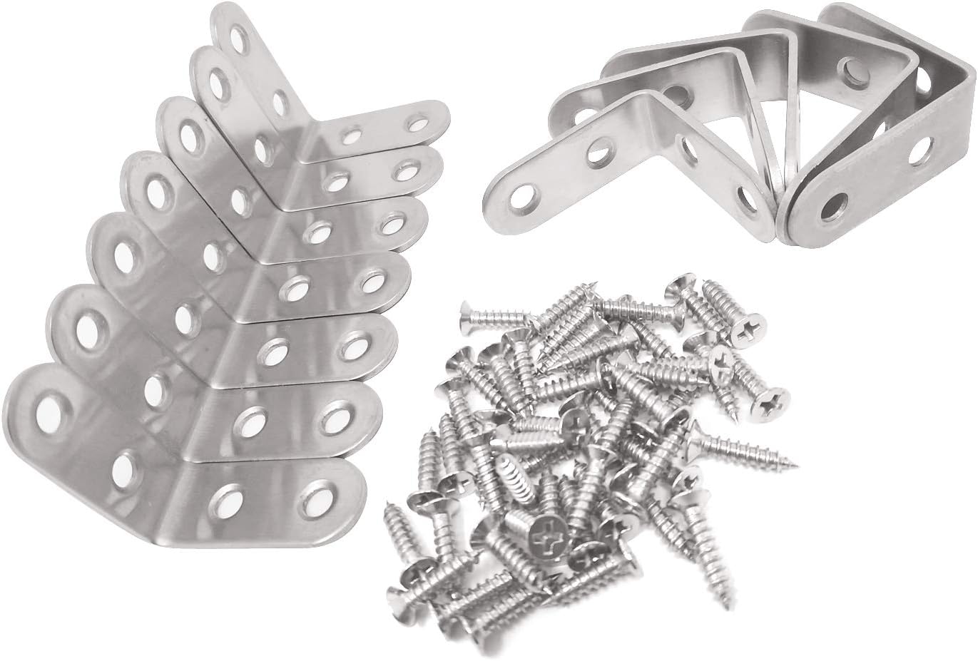 Newkeen 12 Pcs 40 * 40mm Stainless Steel Heavy Duty"L" Decorative Corner Brace Joint Angle Bracket with 48 Pcs Screws