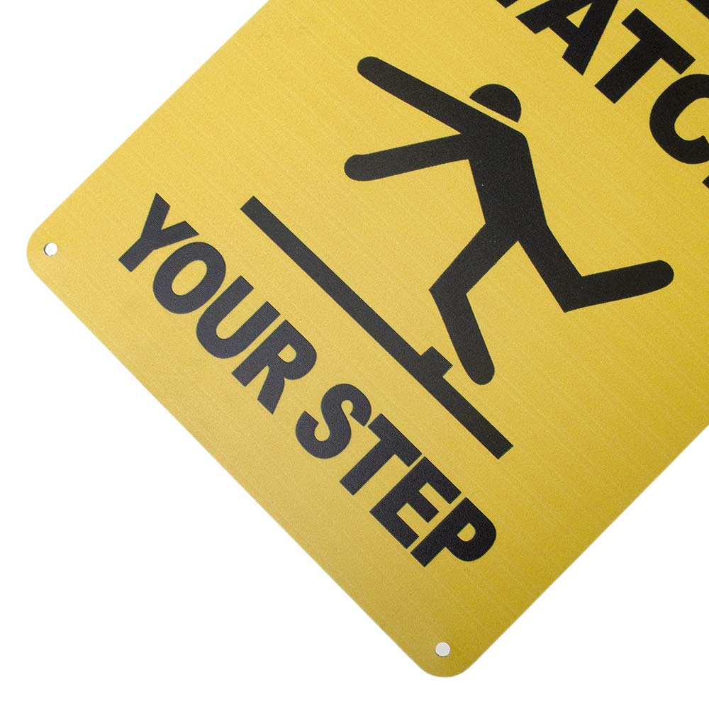Cartello in latta con scritta Be Careful Watch Your Step, resistente ai raggi UV, impermeabile, resistente allo sbiadimento, facile da montare per esterni, 25,4 x 35,6 cm