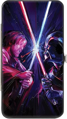 Star Wars Billetera, con bisagras, Obi Wan Kenobi y Darth Vader Battle Clash Brush Stroke Pose, cuero vegano, Casual
