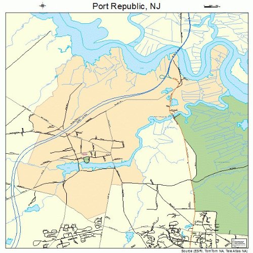 Large Street & Road Map of Port Republic, New Jersey NJ Printed