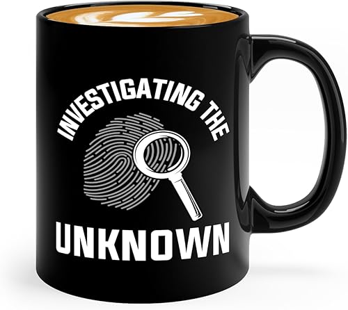 Taza de café detective de 11 onzas, color negro - Investigando lo desconocido - Oficial de policía policía patrulla detective sheriff aplicación de