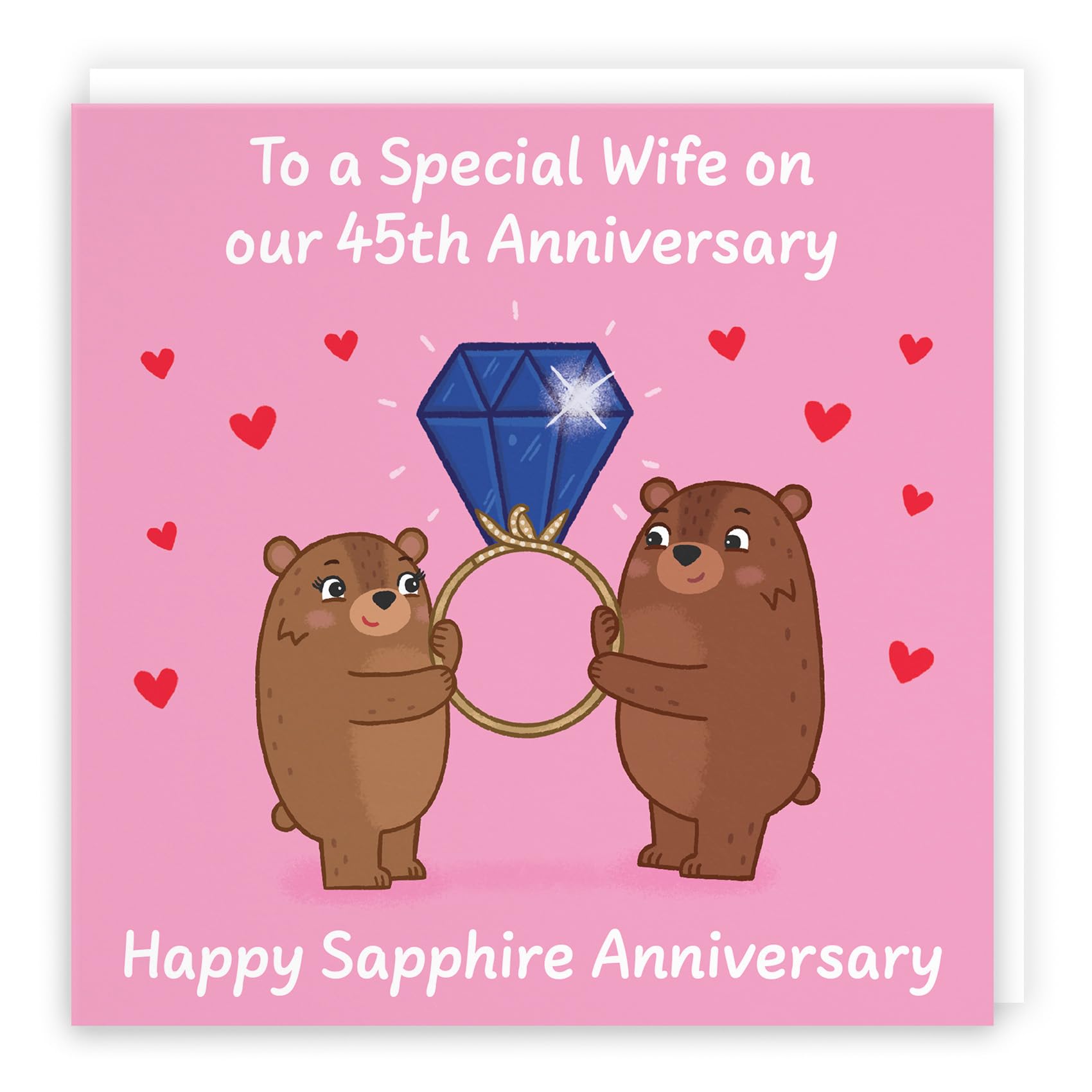 Hunts England - Wife 45th Anniversary Card - Sapphire Anniversary - 45 Years - Cute Fun Bears Card - Love Story Collection