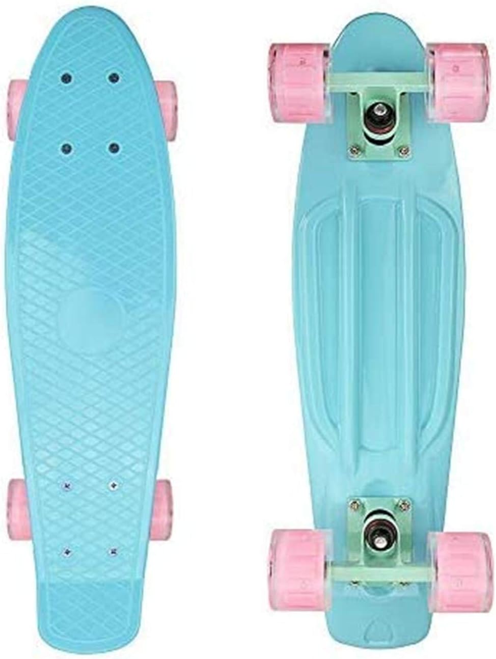 Cruiser Skateboard for Girls with LED Light Up Wheels Cool Completed Skate Board 22 inch for Kids Teens Beginners Standard Skateboard with Carrying Bag