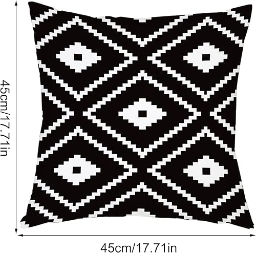 Miniatura 3 de TUNKENCE Fundas de almohada decorativas para patio al aire libre, fundas geométricas negras y blancas, decoración de casa de campo, fundas de cojín