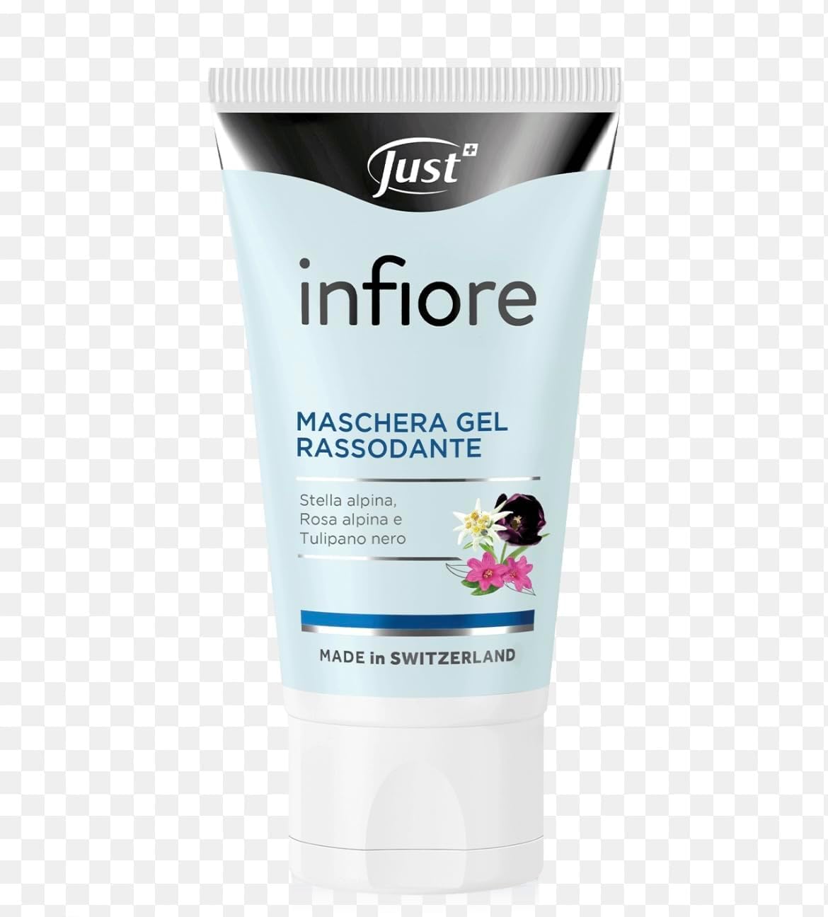 Just Infiore Maschera Gel Rassodante, con Stella Alpina, Rosa Alpina e Tulipano Nero, Made in Switzerland