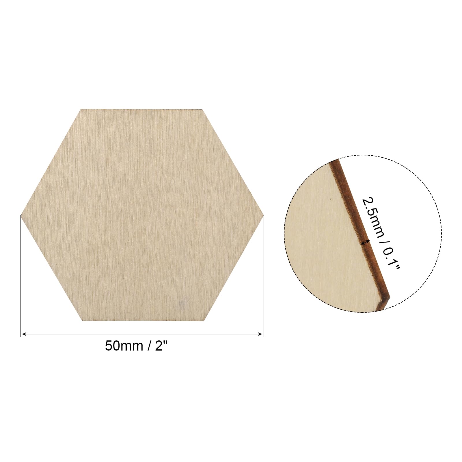 PATIKIL 2 Inch Unfinished Hexagon Wood Slices - Image 2