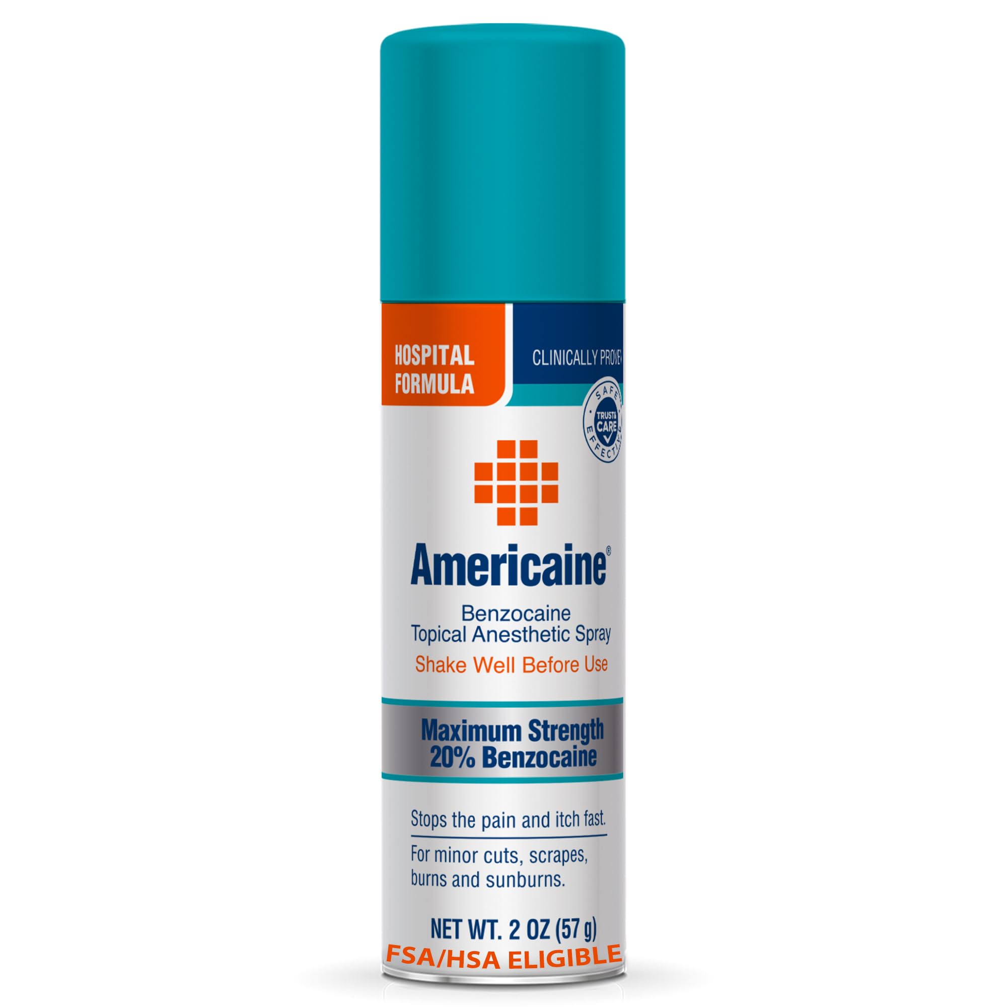 Americaine Hospital Formula Maximum Strength Benzocaine Topical Anesthetic Spray for Minor Cuts, Scraps, Burns & Sunburn, 2 Oz