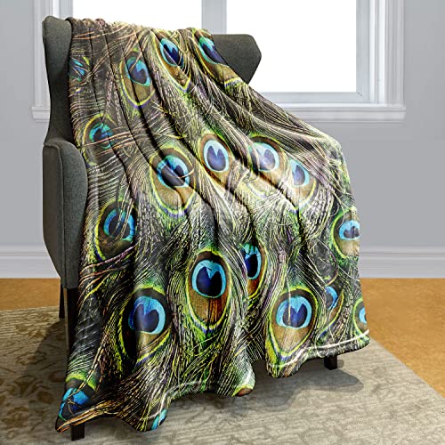 60" X 80" Blanket Comfort Warmth Soft Plush Throw For Couch Peacock Feather Print Green #TOP5