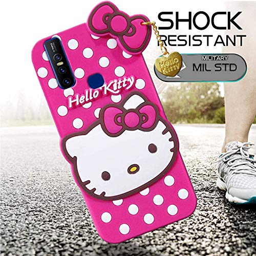 Image of Unirock Hello Kitty Back Case Cover for Vivo V15 Pro| 3D Cute Hello Kitty Case |Soft Silicone Rubber Back Cover with Pendant Kitty Cover for Vivo V15 Pro (Pink)