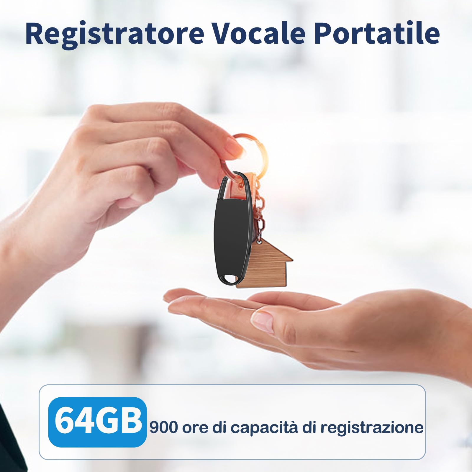 Registratore Vocale 64GB Professionale - 60 Ore Autonomia - Attivazione Vocale - USB Ricaricabile - Per Lezioni, Riunioni - Foto 5