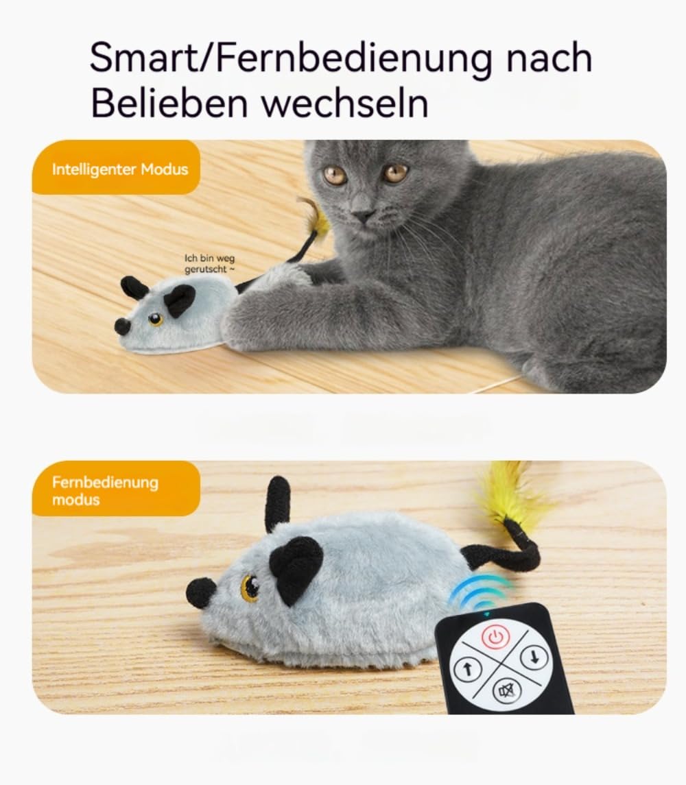 Magic Mouse Lot de 2 souris magiques pour chat, avec télécommande, jouet interactif pour chat, lavable et amovible, jaune