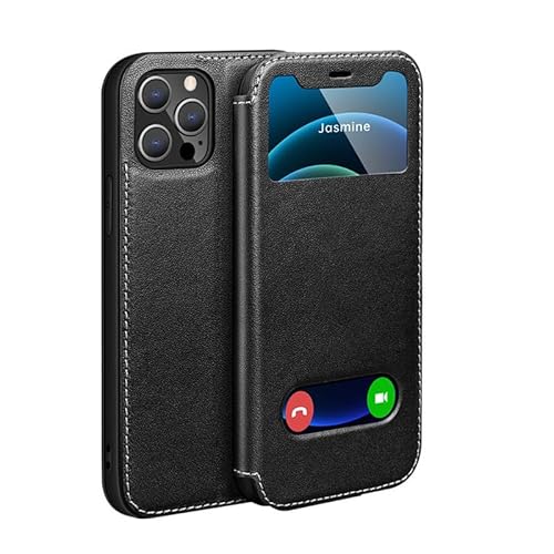 Yidai-Silu Custodia in vera pelle per iPhone 16 Pro Max, con funzione di supporto, chiusura magnetica, per Apple iPhone 16 Pro Max, colore: nero