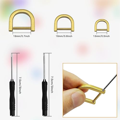 Miniatura 5 de 18 anillos en D de tornillo, 2 tamaños de herradura en forma de U, anillo de tornillo en forma de D, anillo semicírculo D con 1 destornillador,