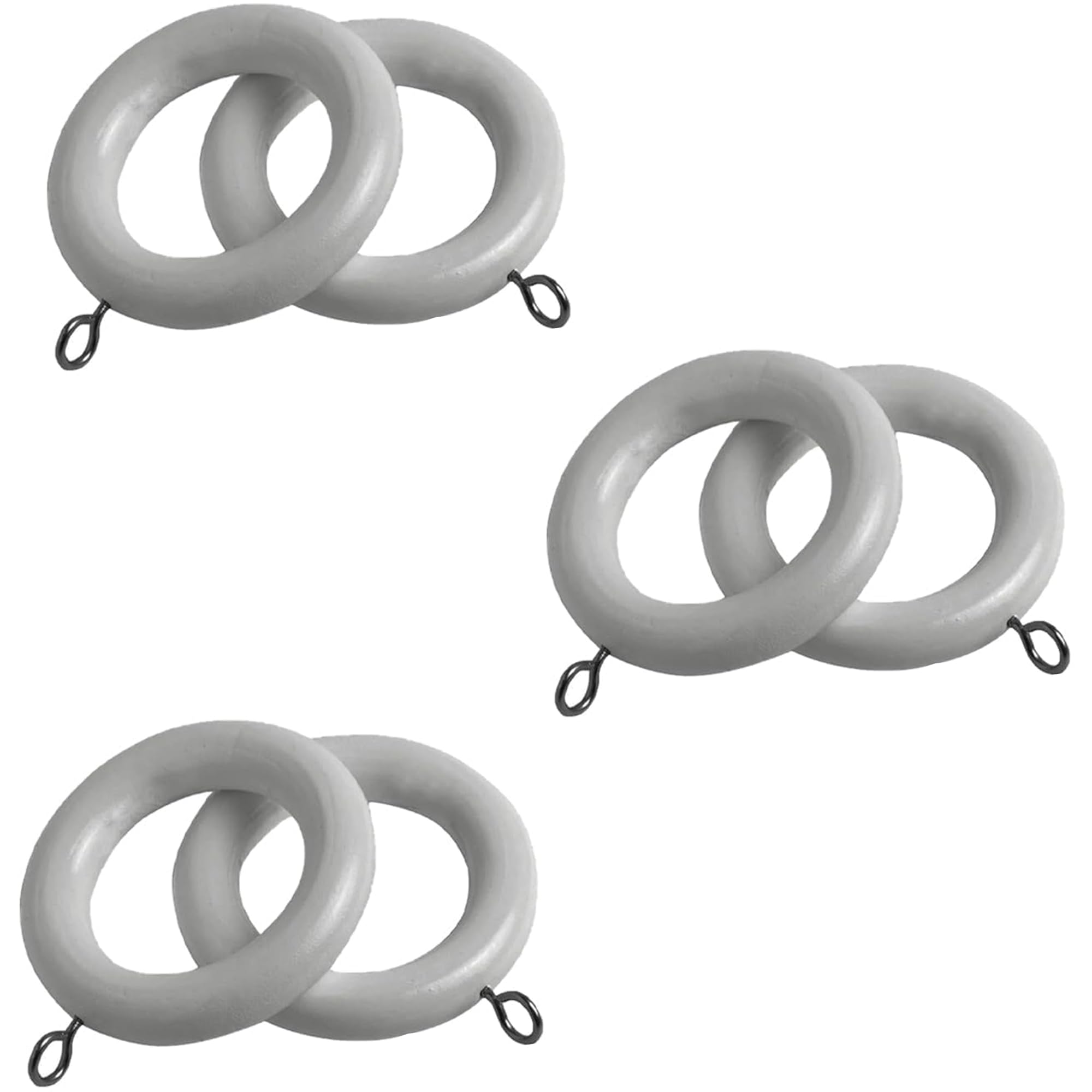 AOC24 - Pack of 6 Wooden Curtain Rings - Hanging Sliding Wood Rings for 28mm Dia Pole - Wooden Curtain Rings, For Curtain Drapery Rings - Home Office Classic Curtain Rings (Grey)