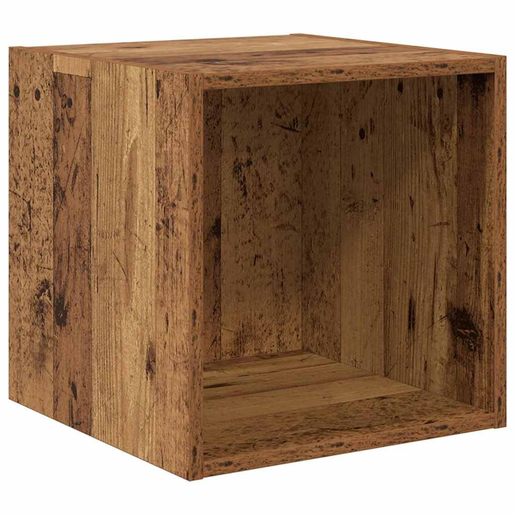 TV-Schrankset Wandmontiert 3er-Set, Altholz Holzwerkstoff, Modernes Design, 37x37x142,5 cm, für Wohnzimmer, Media Center, Stauraum