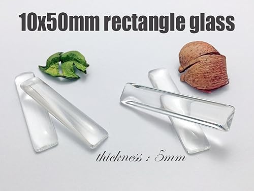 Miniatura 4 de 20 piezas de 0.394 x 1.969 in con parte trasera plana rectángulo transparente transparente Cabujones de vidrio lupa cubierta base camafeo
