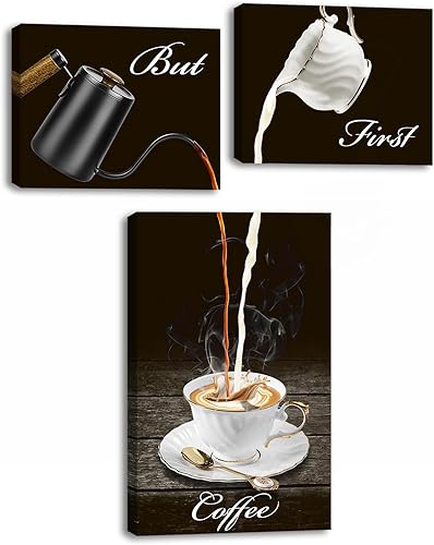 Decoración de pared de cafetería, cocina, letrero de barra de café, lienzo enmarcado vintage para oficina, estación de café, comedor, decoración