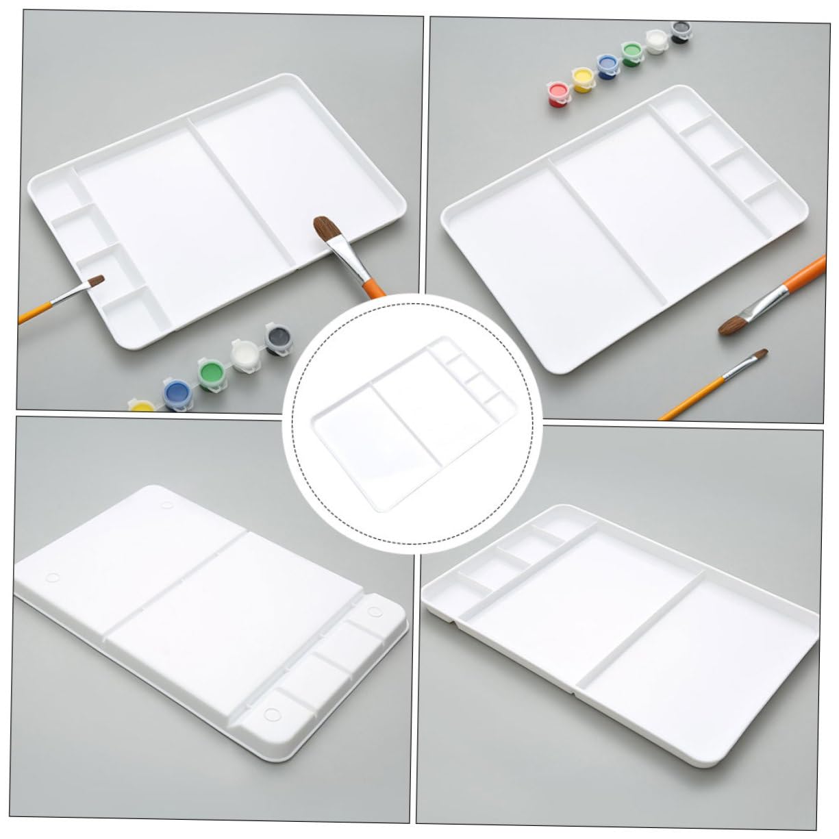 EXCEART Palette de Peinture Blanche en PP Multi-Fonction pour Artistes et Étudiants Surface Lisse et Compartiments Multiples pour Mélanger Les Couleurs
