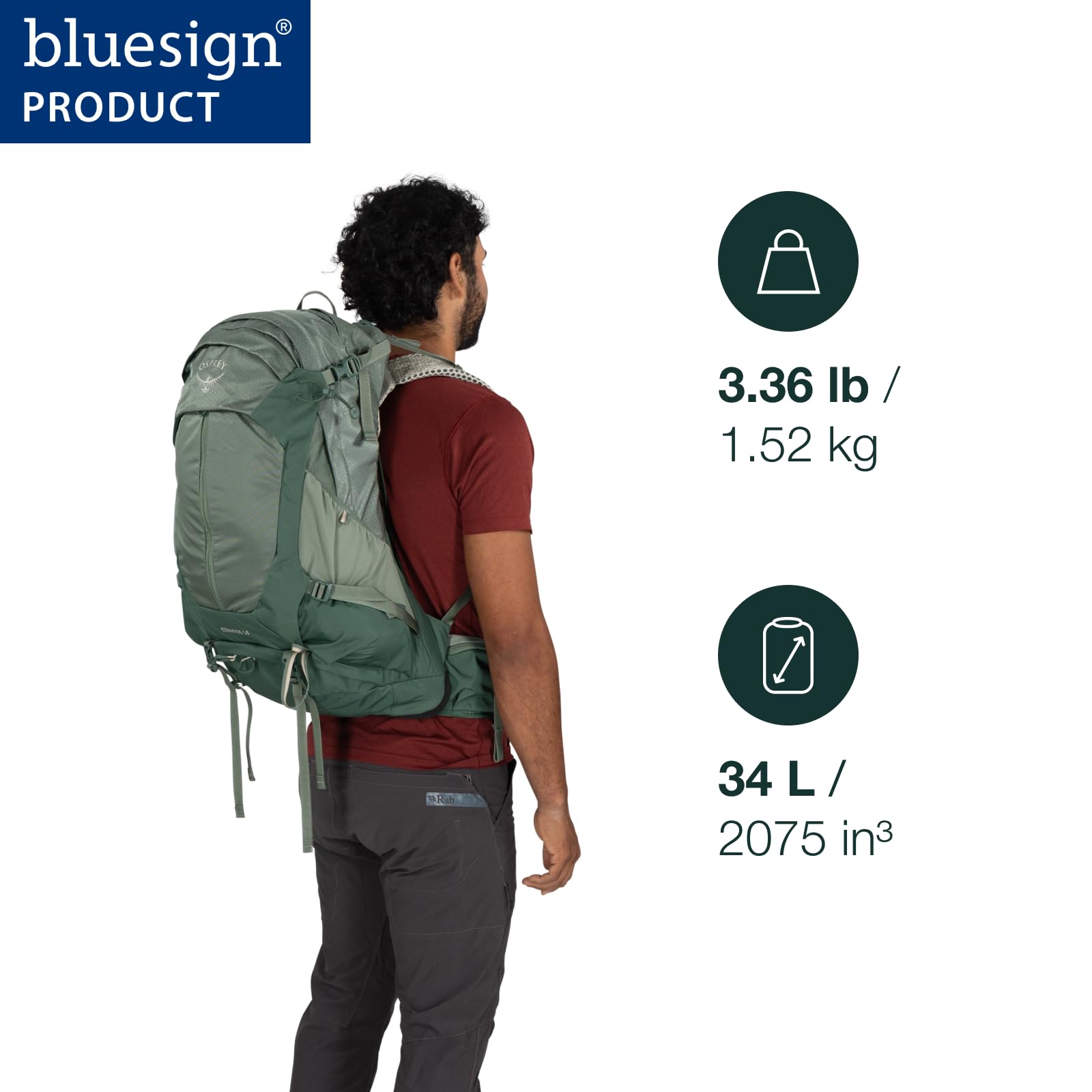 Osprey Stratos 24 Nirvana Blue, Azul Nirvana, 34 litros