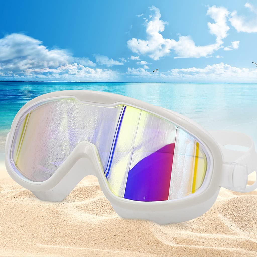 Big Frame Professionelle Schwimmbrille, wasserdicht, weiches Silikon, beschlagfrei, UV-Schutz, für Herren und Damen