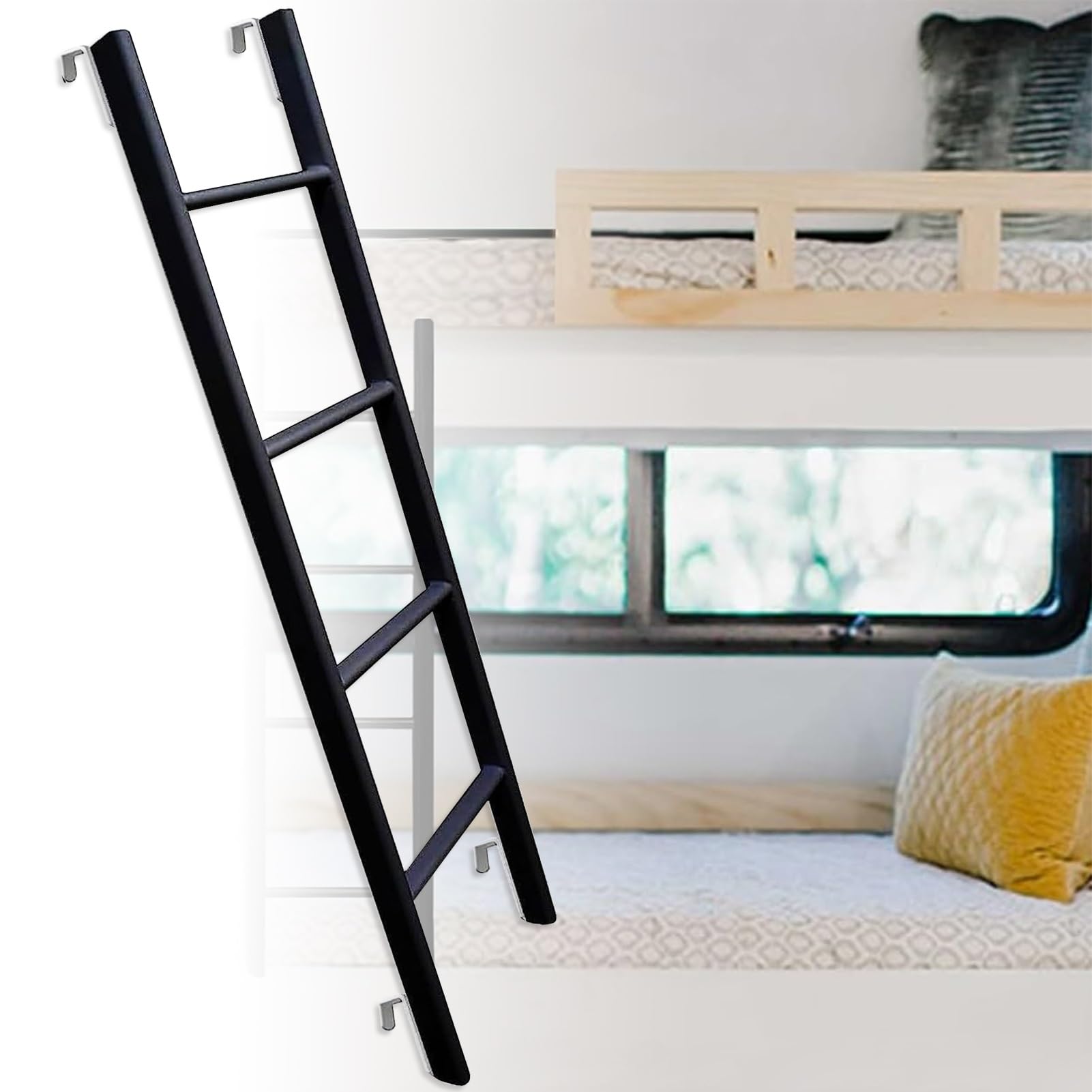 Échelle de lit à crochet en métal 4 marches pour remplacement de lit superposé double intérieur