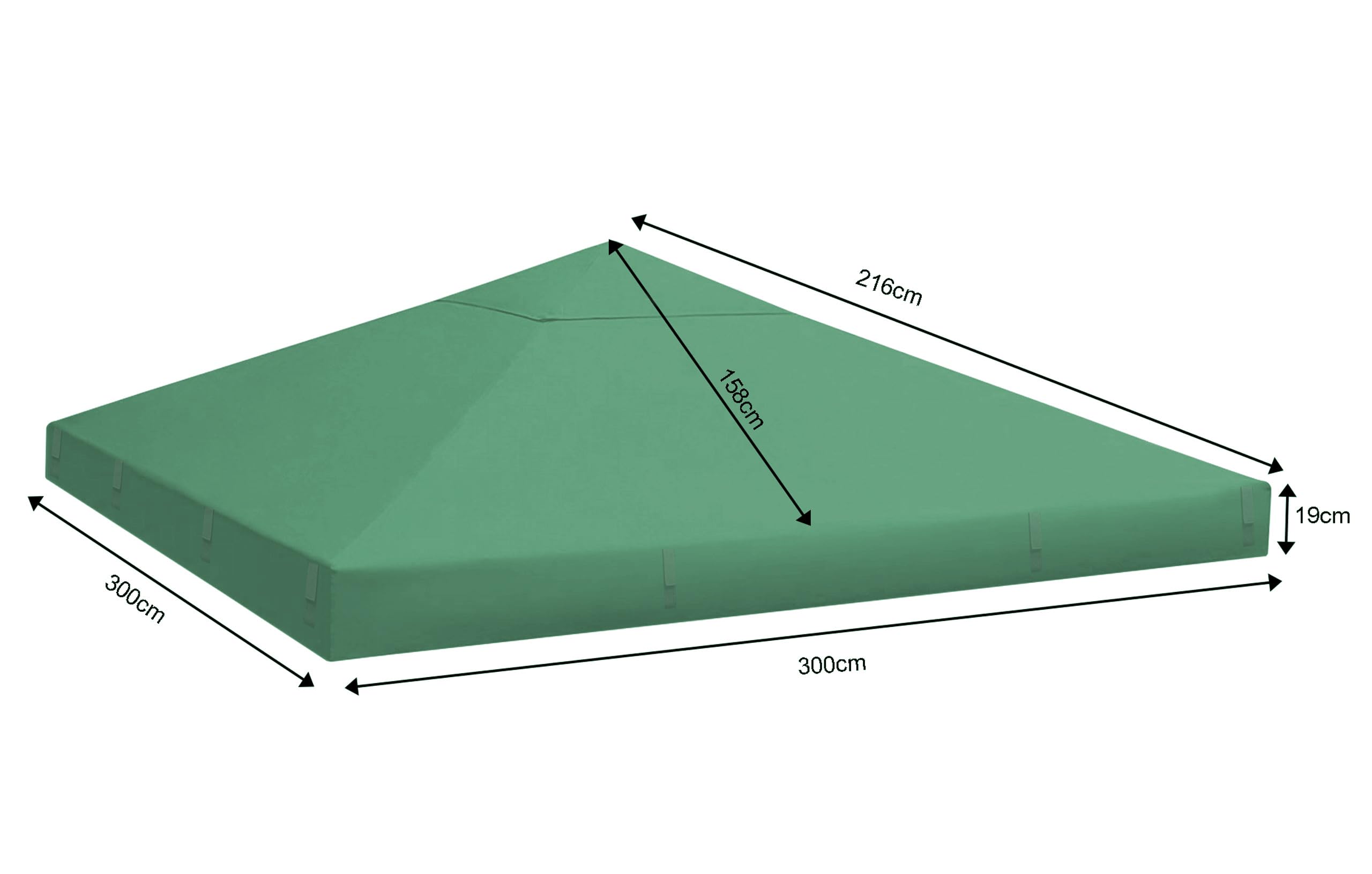 QUICK STAR Tetto di Ricambio per Gazebo 3x3m Verde